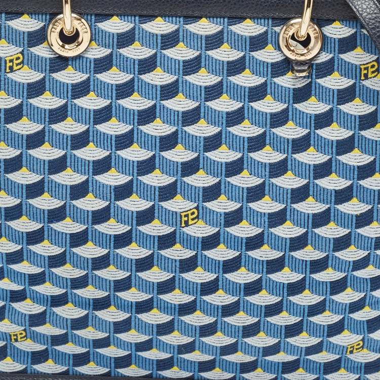 مملوكة مسبقًا Faure Le Page Blue Jacquard Fabric SagaCity 31 Tote