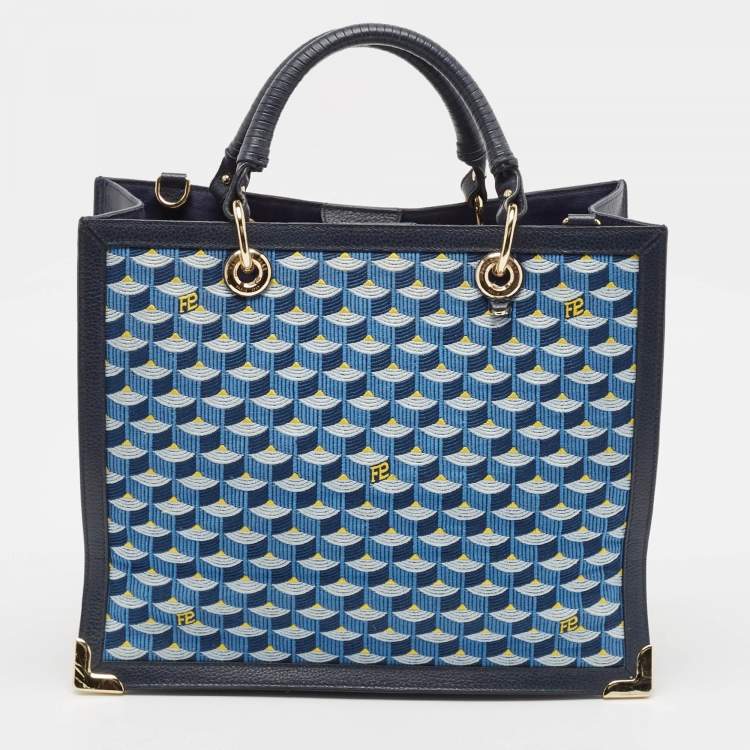 مملوكة مسبقًا Faure Le Page Blue Jacquard Fabric SagaCity 31 Tote
