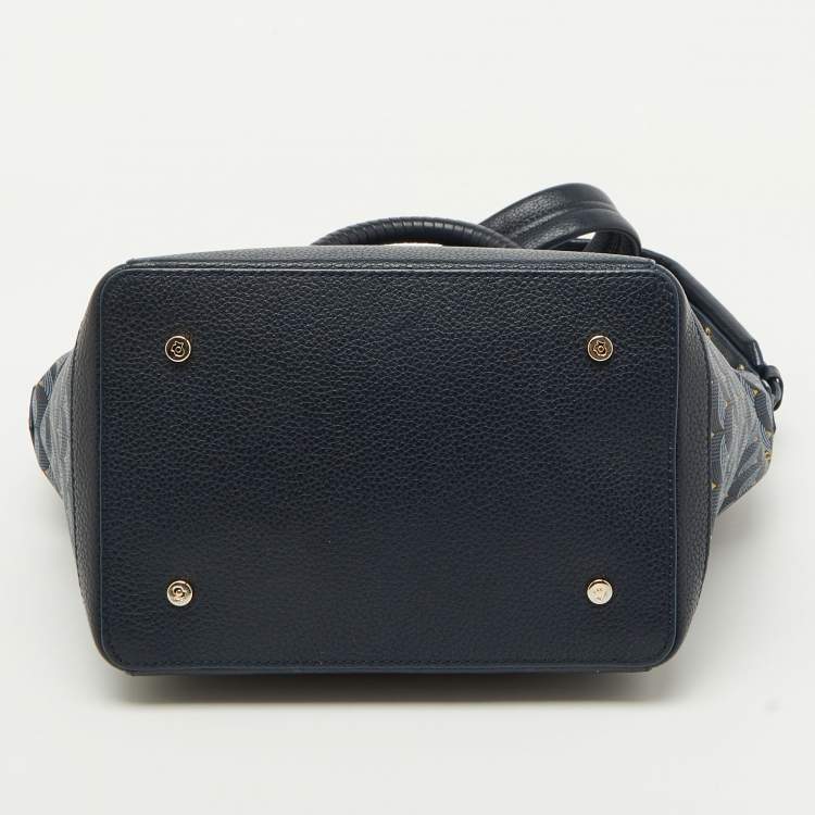 Pre Owned Faure Le page Blue Coated Canvas and Leather Carry On 20 Tote