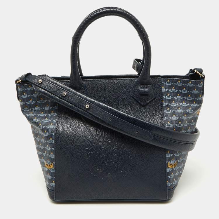 Pre Owned Faure Le page Blue Coated Canvas and Leather Carry On 20 Tote
