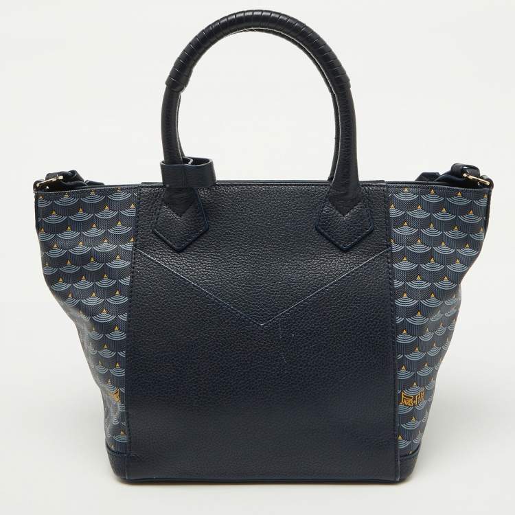 Pre Owned Faure Le page Blue Coated Canvas and Leather Carry On 20 Tote