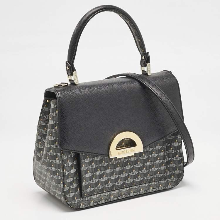 Pre Owned Faure Le Page Black Coated Canvas and Leather Parade Top Handle Bag