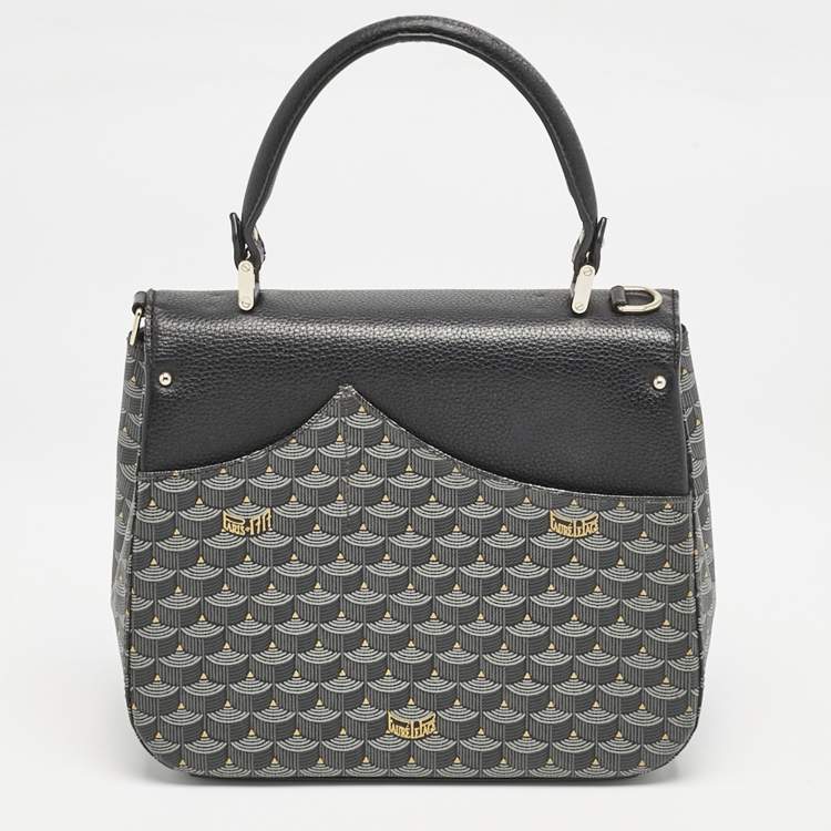 Pre Owned Faure Le Page Black Coated Canvas and Leather Parade Top Handle Bag