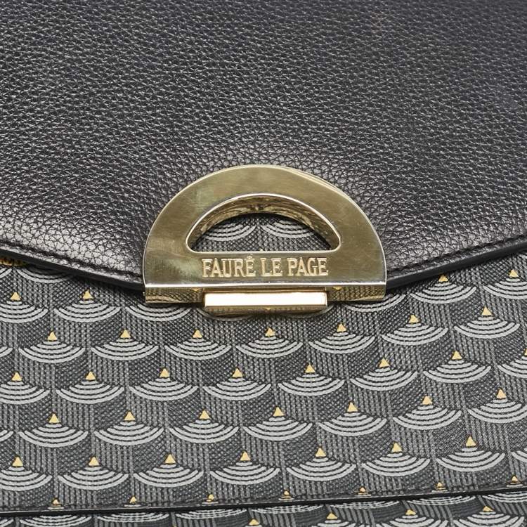 Pre Owned Faure Le Page Black Coated Canvas and Leather Parade Top Handle Bag