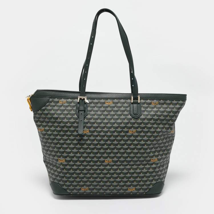 مملوكة مسبقًا Faure Le Page Green Coated Canvas and Leather Daily Battle Tote