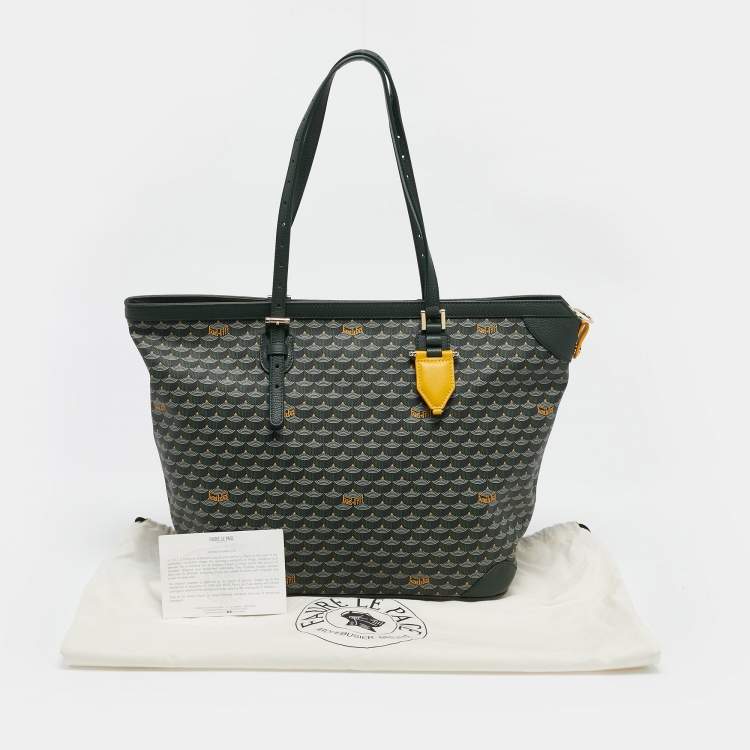 مملوكة مسبقًا Faure Le Page Green Coated Canvas and Leather Daily Battle Tote