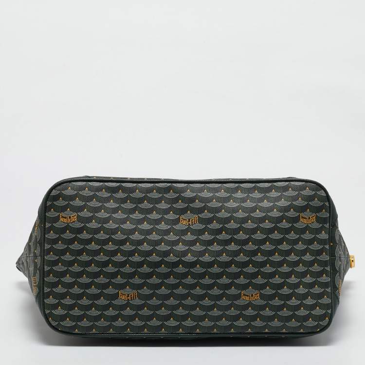 مملوكة مسبقًا Faure Le Page Green Coated Canvas and Leather Daily Battle Tote