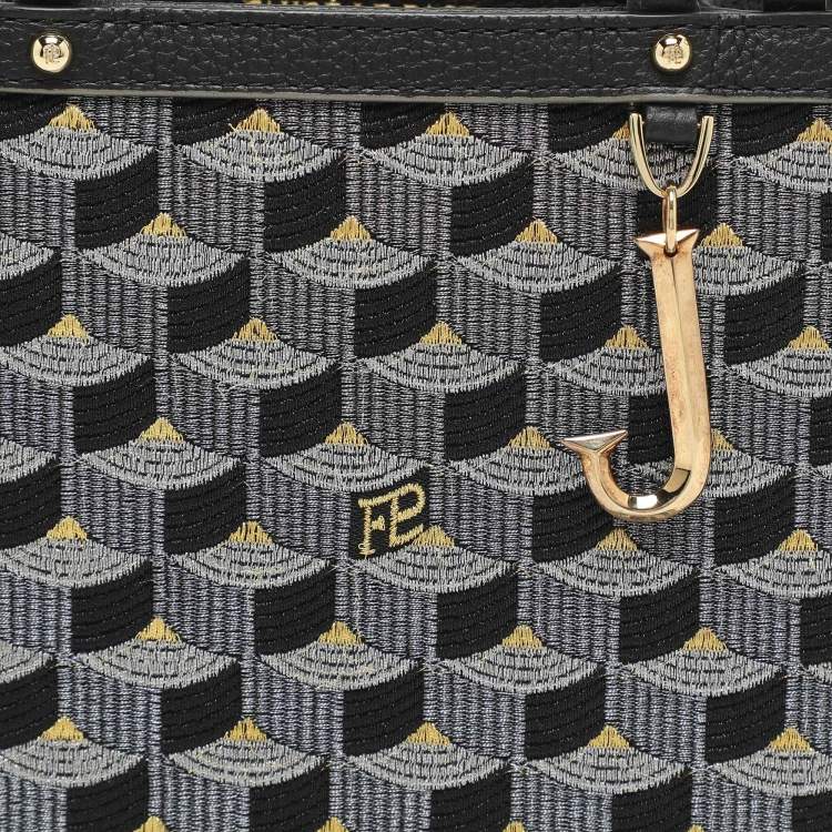 Pre Owned Faure Le Page Black Signature Jacquard and Leather Sagacity 18 Tote