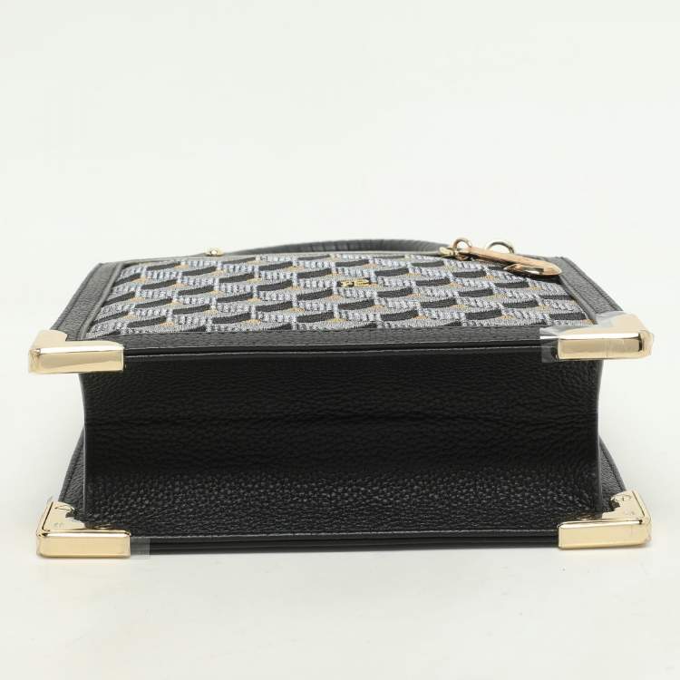 Pre Owned Faure Le Page Black Signature Jacquard and Leather Sagacity 18 Tote