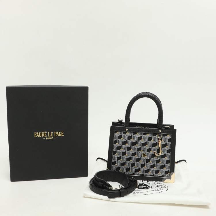 Pre Owned Faure Le Page Black Signature Jacquard and Leather Sagacity 18 Tote