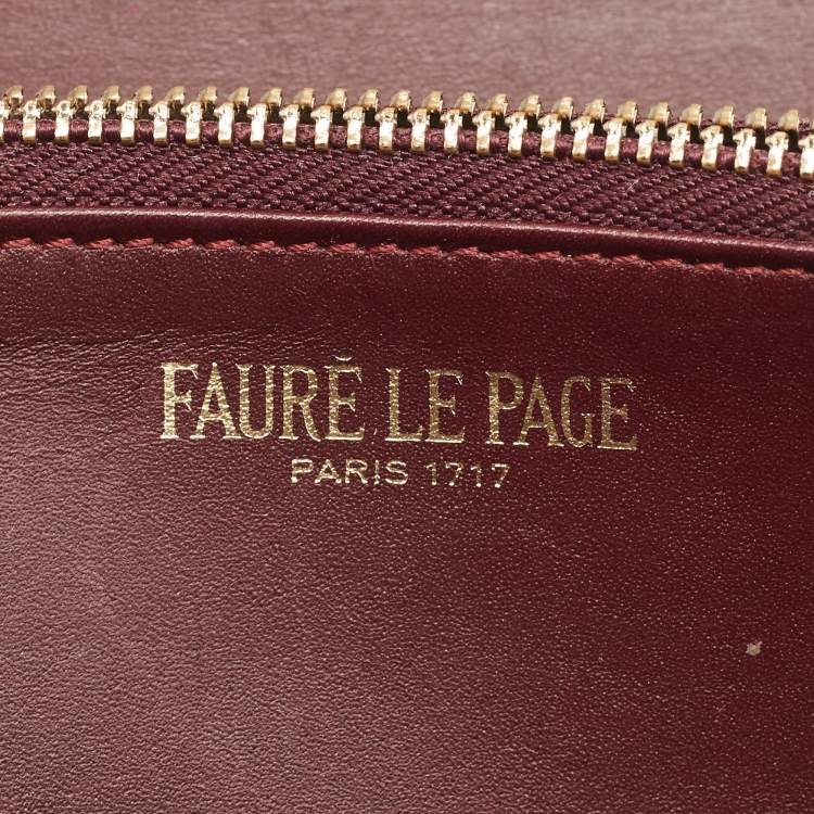 Pre Owned Faure Le Page Burgundy Coated Canvas Continental Wallet