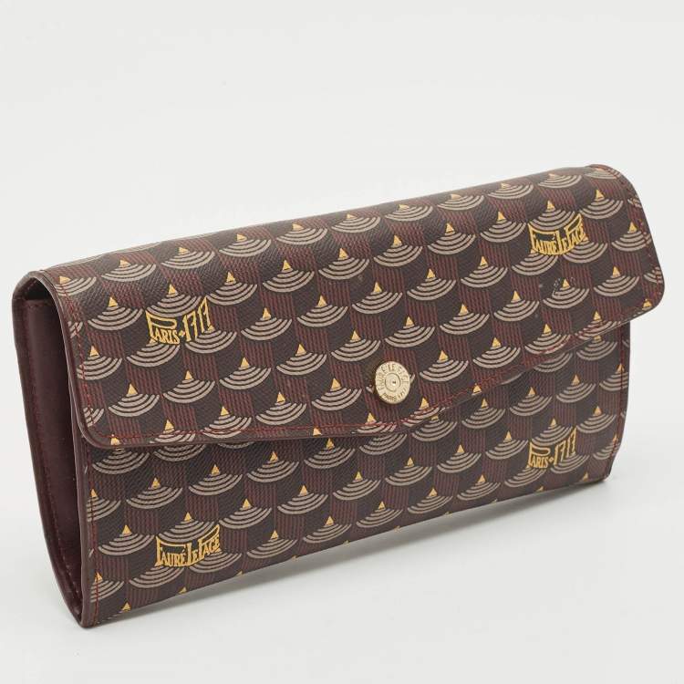 Pre Owned Faure Le Page Burgundy Coated Canvas Continental Wallet