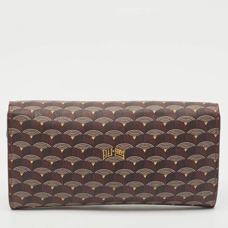 Pre Owned Faure Le Page Burgundy Coated Canvas Continental Wallet
