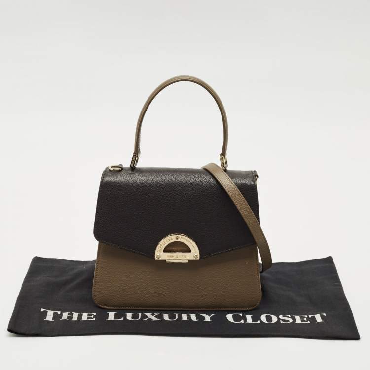 Pre Owned Faure Le Page Beige/Choco Brown Leather Parade Top Handle Bag