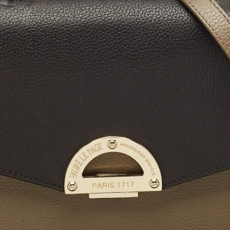 Pre Owned Faure Le Page Beige/Choco Brown Leather Parade Top Handle Bag