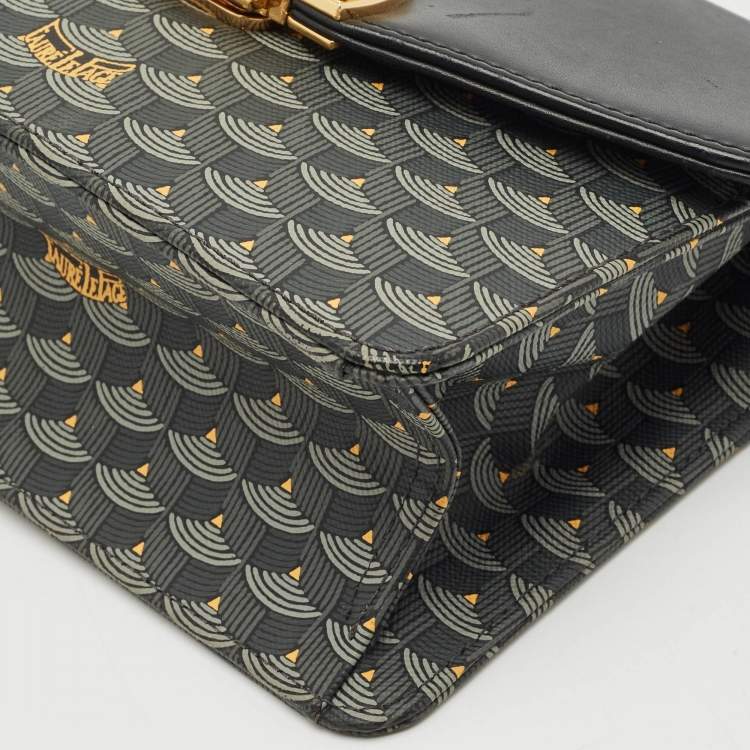 Pre Owned Faure Le Page Black/Grey Coated Canvas and Leather Parade Top Handle Bag