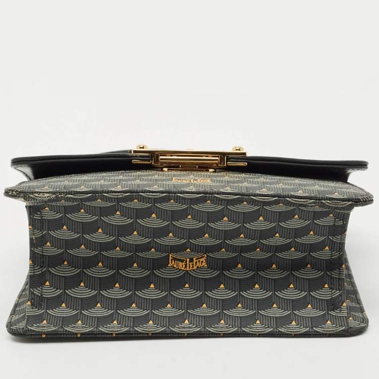 Pre Owned Faure Le Page Black/Grey Coated Canvas and Leather Parade Top Handle Bag