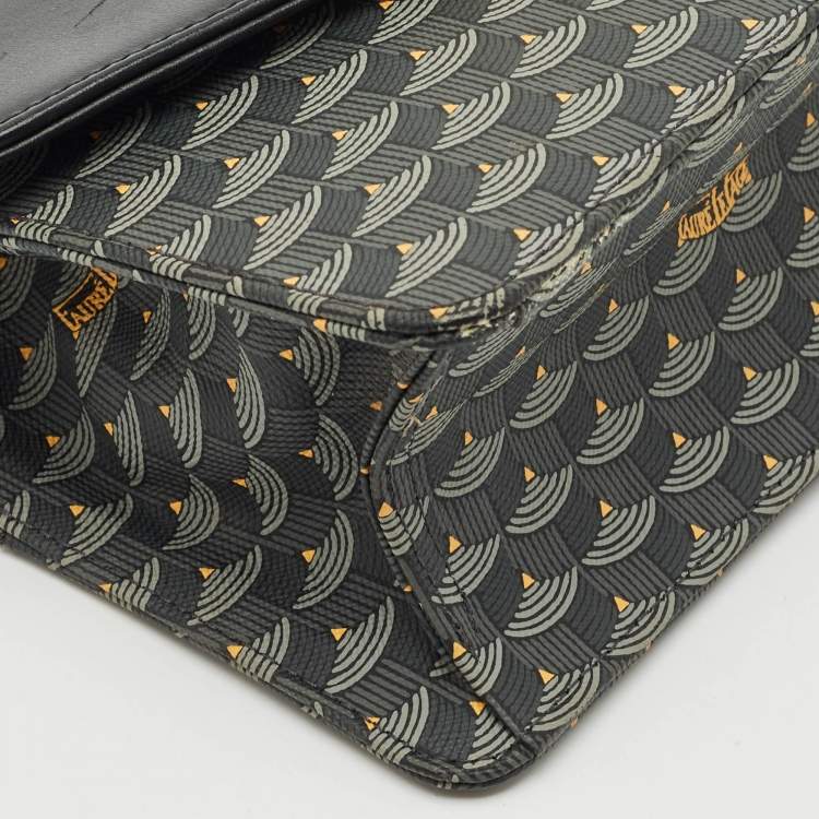 Pre Owned Faure Le Page Black/Grey Coated Canvas and Leather Parade Top Handle Bag