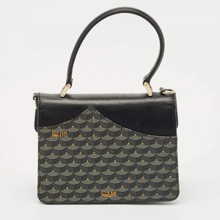 Pre Owned Faure Le Page Black/Grey Coated Canvas and Leather Parade Top Handle Bag