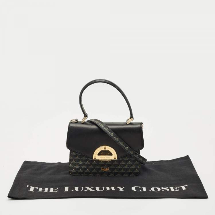 Pre Owned Faure Le Page Black/Grey Coated Canvas and Leather Parade Top Handle Bag