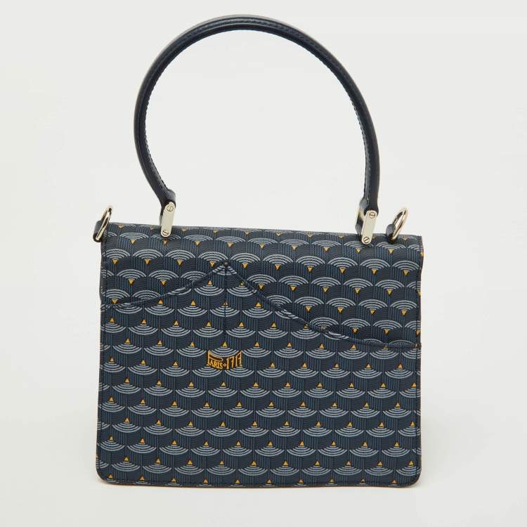 Pre Owned Faure Le Page Blue Coated Canvas and Leather Parade Soft 19 Top Handle Bag