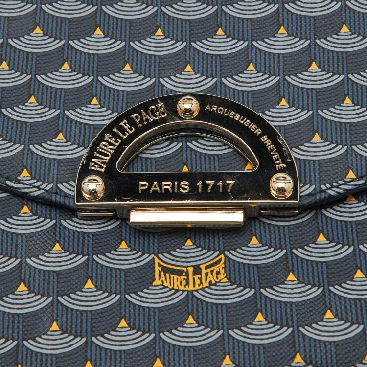 Pre Owned Faure Le Page Blue Coated Canvas and Leather Parade Soft 19 Top Handle Bag