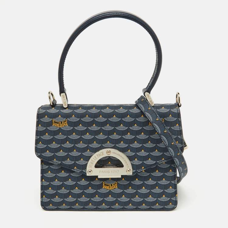 Pre Owned Faure Le Page Blue Coated Canvas and Leather Parade Soft 19 Top Handle Bag