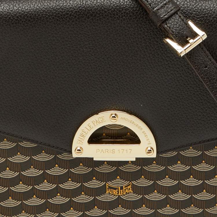 Pre Owned Faure Le Page Dark Brown Coated Canvas and Leather Parade Soft 23 Top Handle Bag
