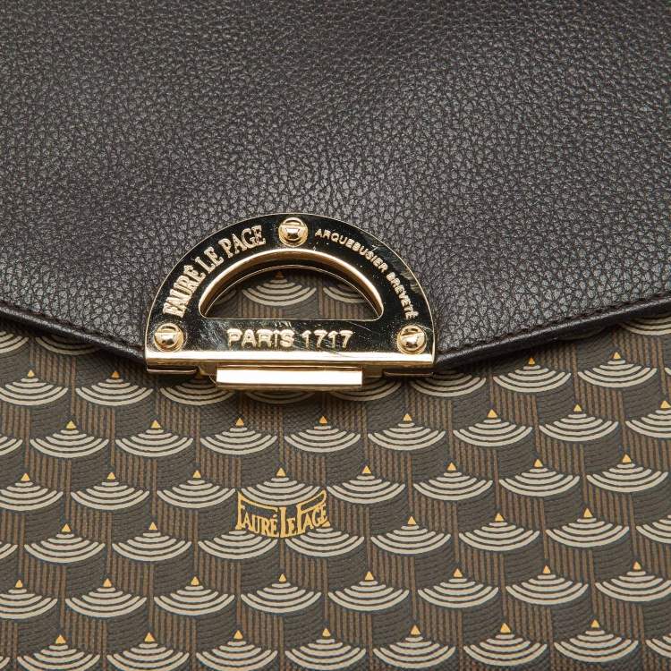 Pre Owned Faure Le Page Dark Brown Coated Canvas and Leather Parade Soft 23 Top Handle Bag
