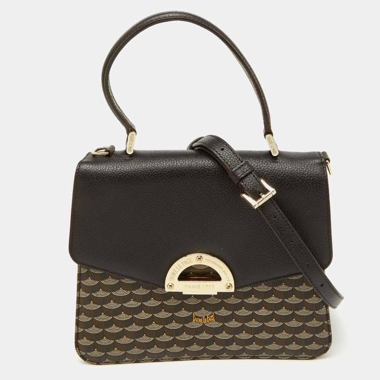 Pre Owned Faure Le Page Dark Brown Coated Canvas and Leather Parade Soft 23 Top Handle Bag