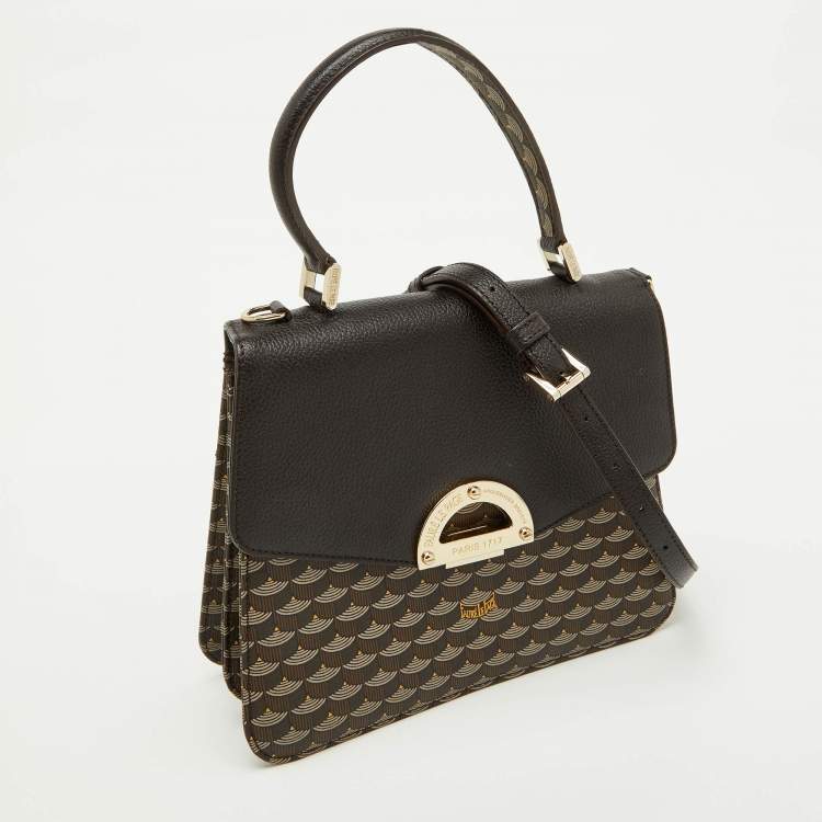 Pre Owned Faure Le Page Dark Brown Coated Canvas and Leather Parade Soft 23 Top Handle Bag