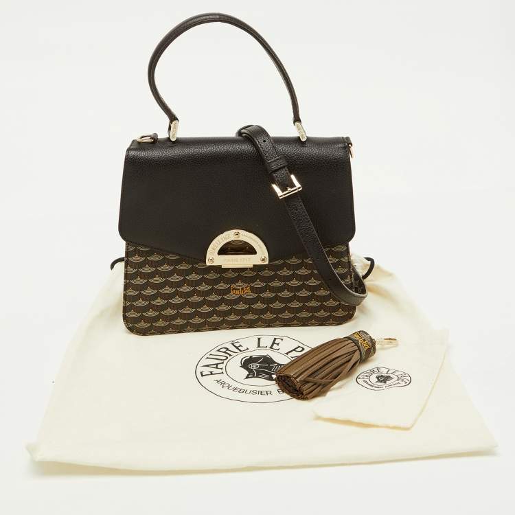 Pre Owned Faure Le Page Dark Brown Coated Canvas and Leather Parade Soft 23 Top Handle Bag