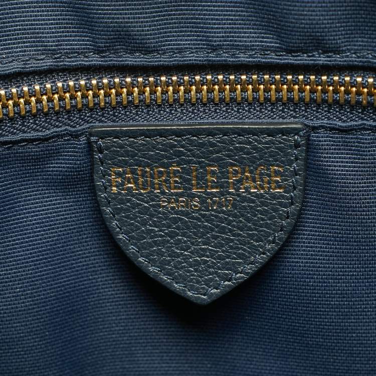 Pre Owned Faure Le Page Blue Jacquard Fabric and Leather SagaCity 31 Tote