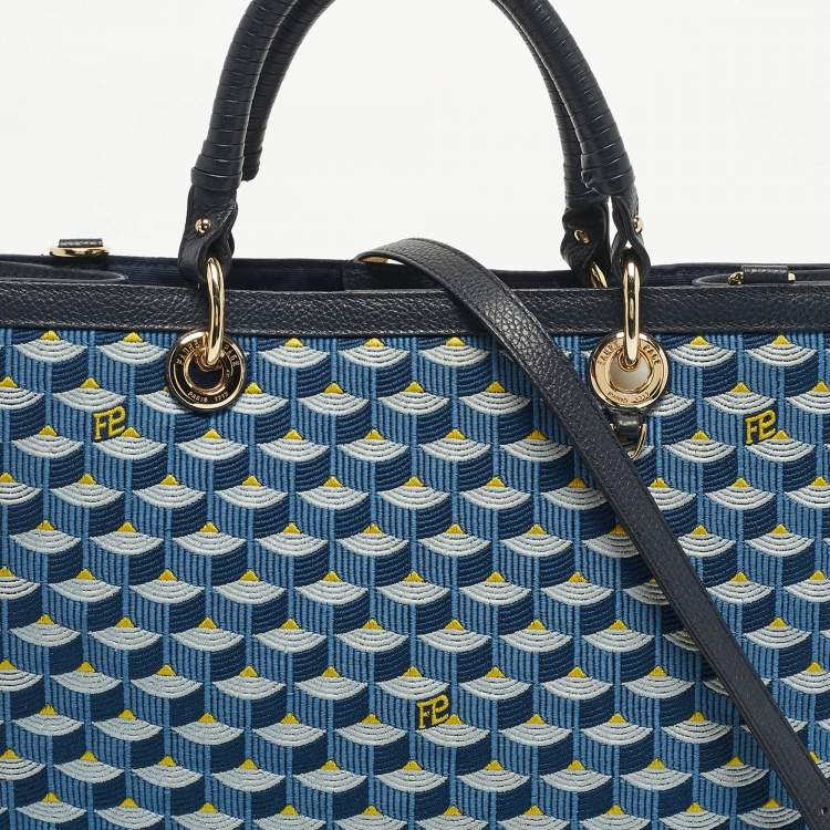 Pre Owned Faure Le Page Blue Jacquard Fabric and Leather SagaCity 31 Tote