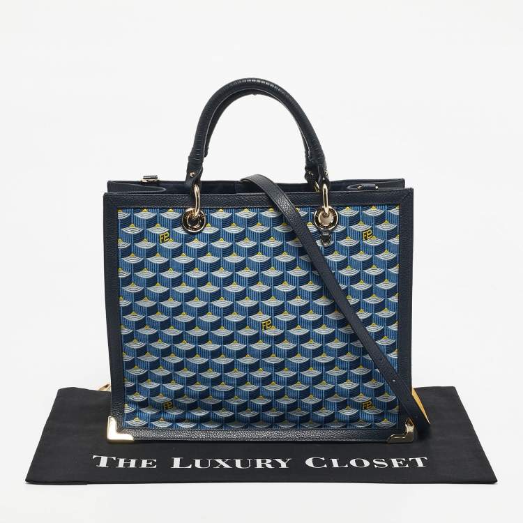 Pre Owned Faure Le Page Blue Jacquard Fabric and Leather SagaCity 31 Tote