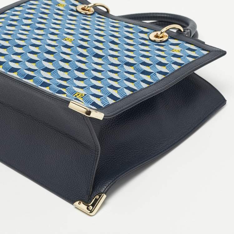 Pre Owned Faure Le Page Blue Jacquard Fabric and Leather SagaCity 31 Tote