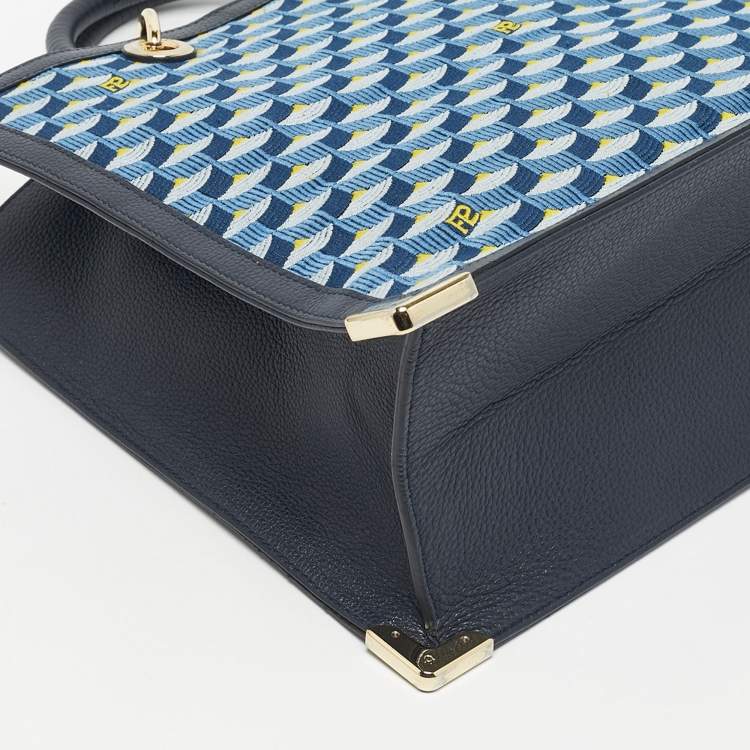 Pre Owned Faure Le Page Blue Jacquard Fabric and Leather SagaCity 31 Tote
