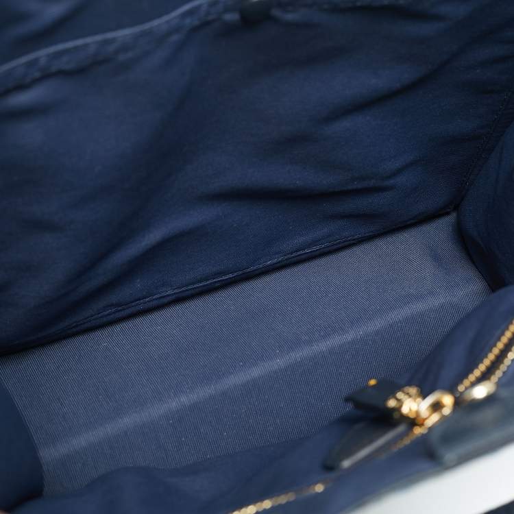 Pre Owned Faure Le Page Blue Jacquard Fabric and Leather SagaCity 31 Tote