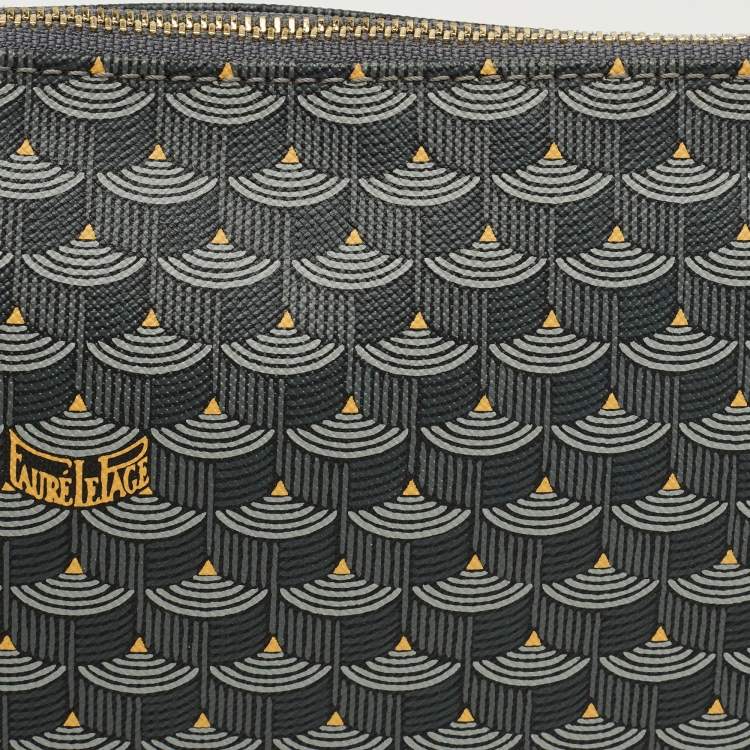 Pre Owned Faure Le Page Grey Coated Canvas and Leather Wristlet Pouch