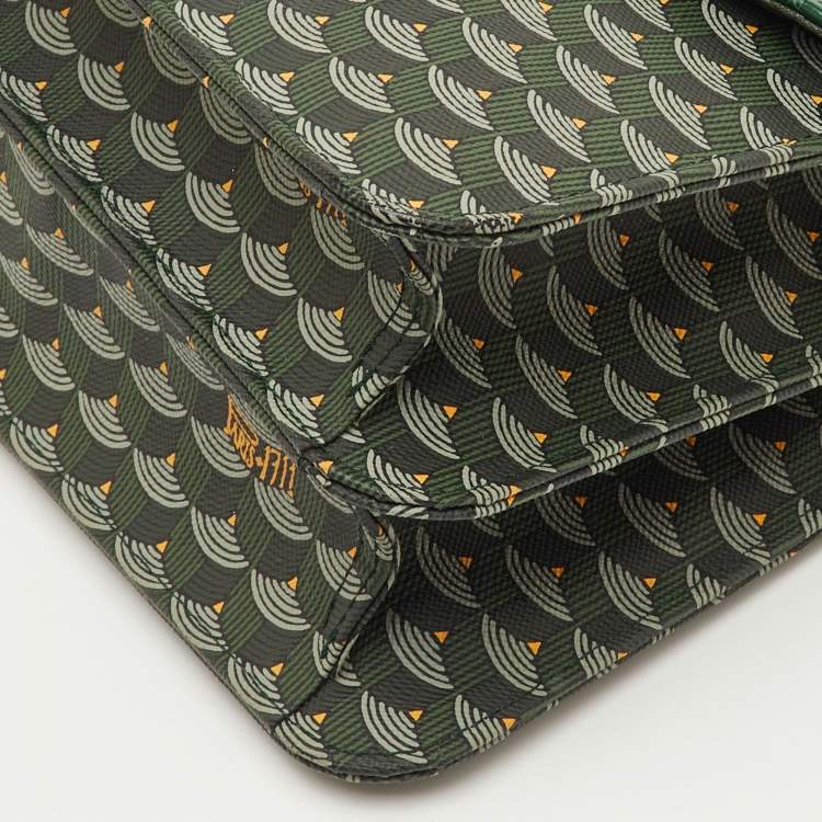 مملوكة مسبقًا Faure Le Page Parade Green Coated Canvas and Alligator Top Handle Bag