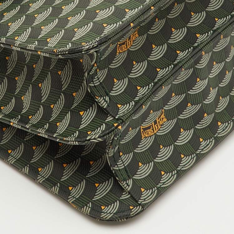 مملوكة مسبقًا Faure Le Page Parade Green Coated Canvas and Alligator Top Handle Bag
