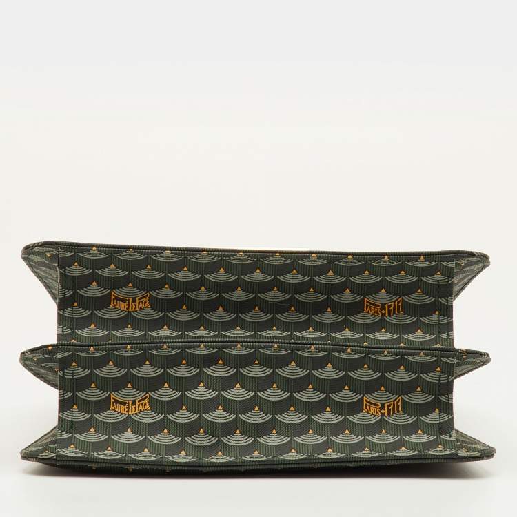 مملوكة مسبقًا Faure Le Page Parade Green Coated Canvas and Alligator Top Handle Bag
