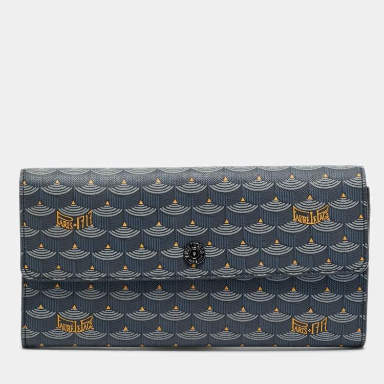 Pre Owned Faure Le Page Blue/Black Coated Canvas Continental Flap Wallet