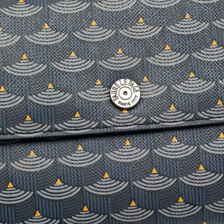 Pre Owned Faure Le Page Blue/Black Coated Canvas Continental Flap Wallet