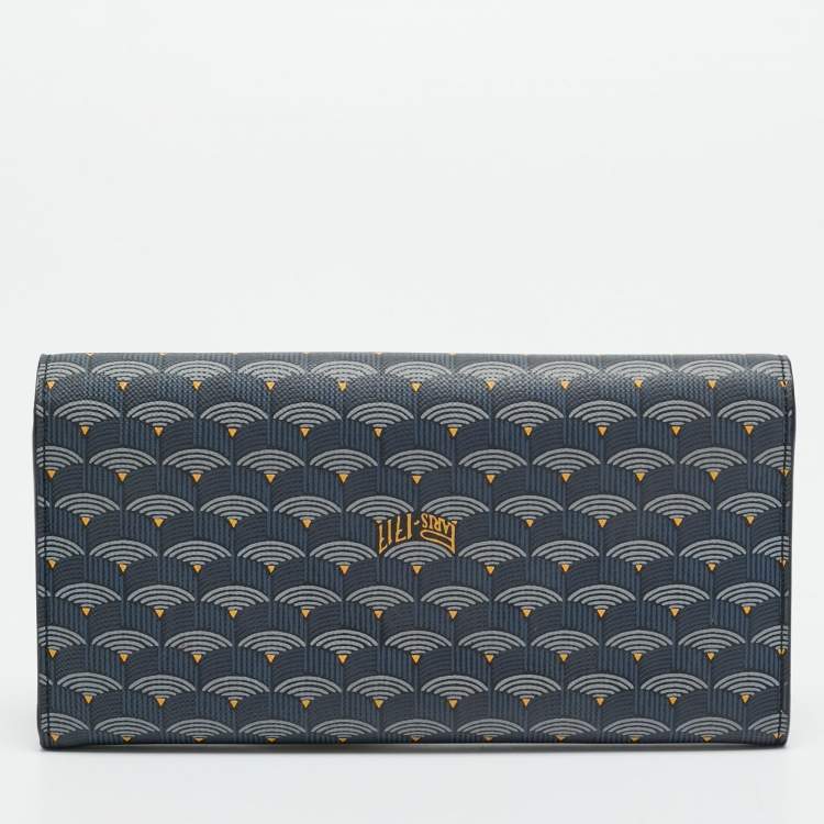 Pre Owned Faure Le Page Blue/Black Coated Canvas Continental Flap Wallet
