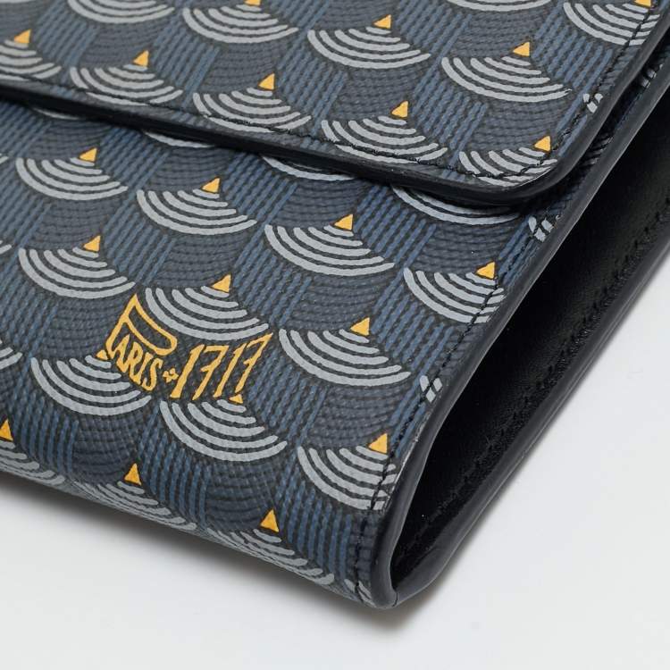 Pre Owned Faure Le Page Blue/Black Coated Canvas Continental Flap Wallet
