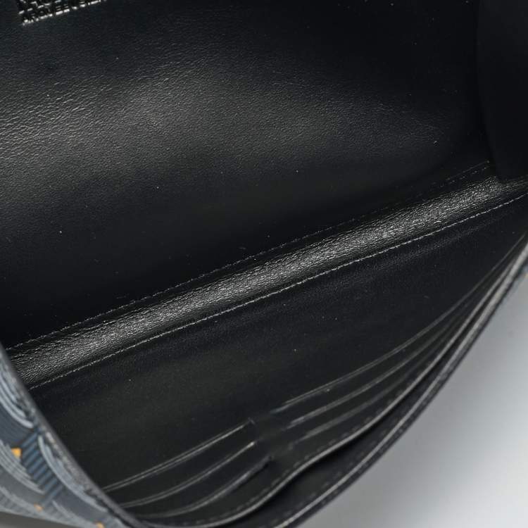 Pre Owned Faure Le Page Blue/Black Coated Canvas Continental Flap Wallet