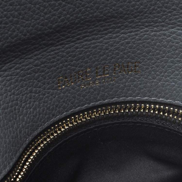 Pre Owned Faure Le Page Grey Leather and Canvas Envelope Triomphe Clutch