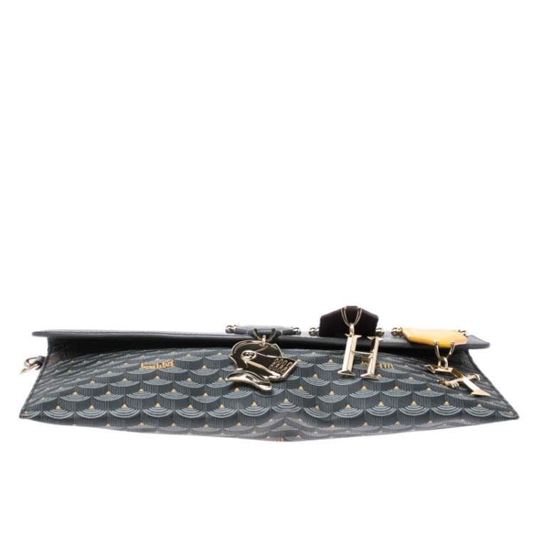 Pre Owned Faure Le Page Grey Leather and Canvas Envelope Triomphe Clutch