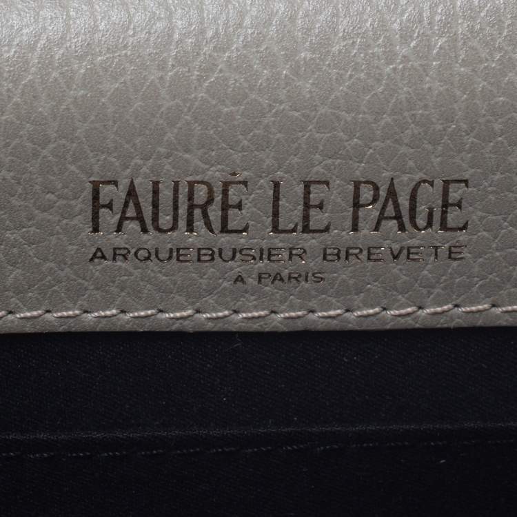 Pre Owned Faure Le Page Light Grey Leather Calibre 21 Top Handle Bag